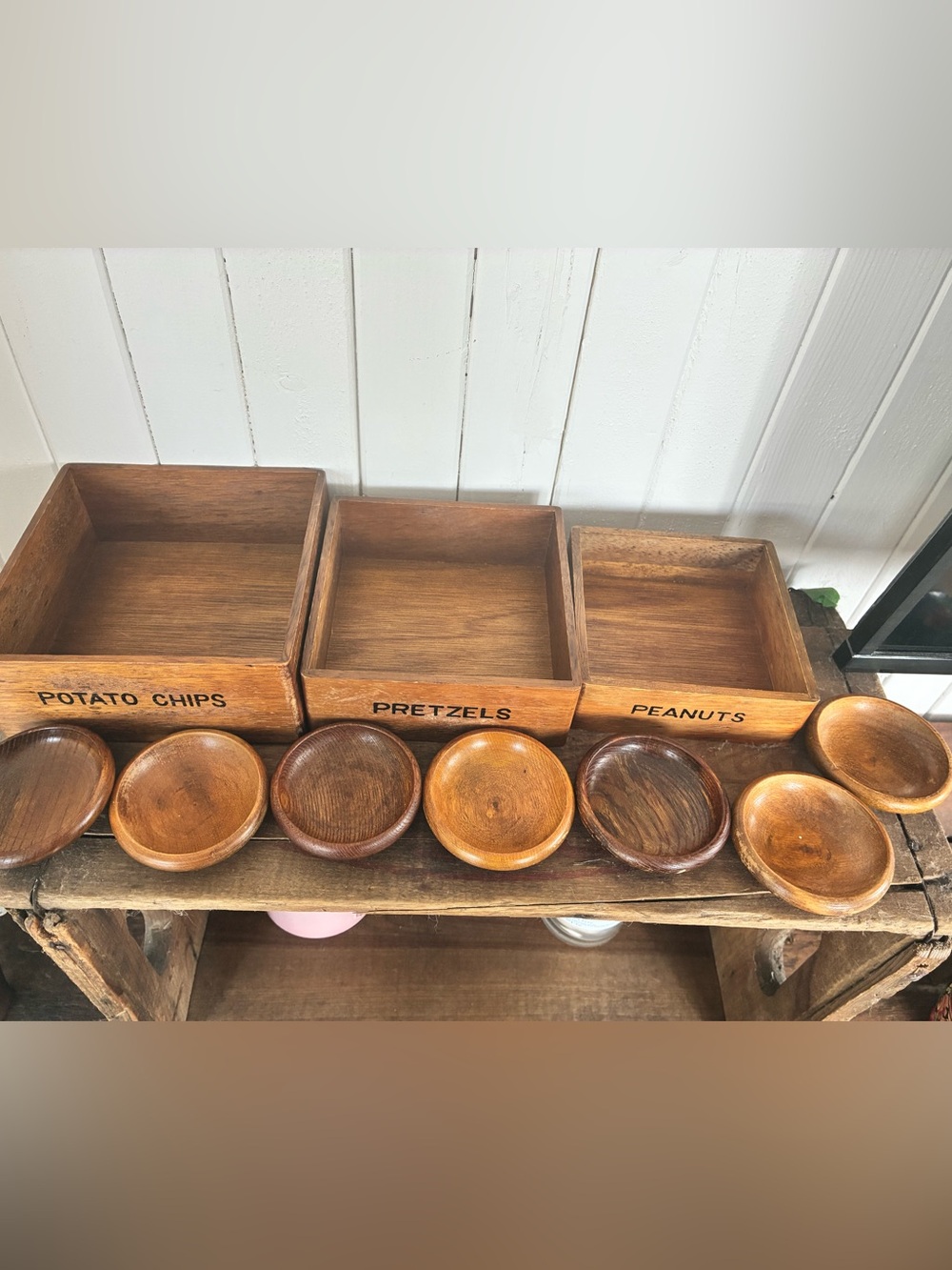 Vintage Giftcraft Wooden Snack Serving Set – 9 Pieces
